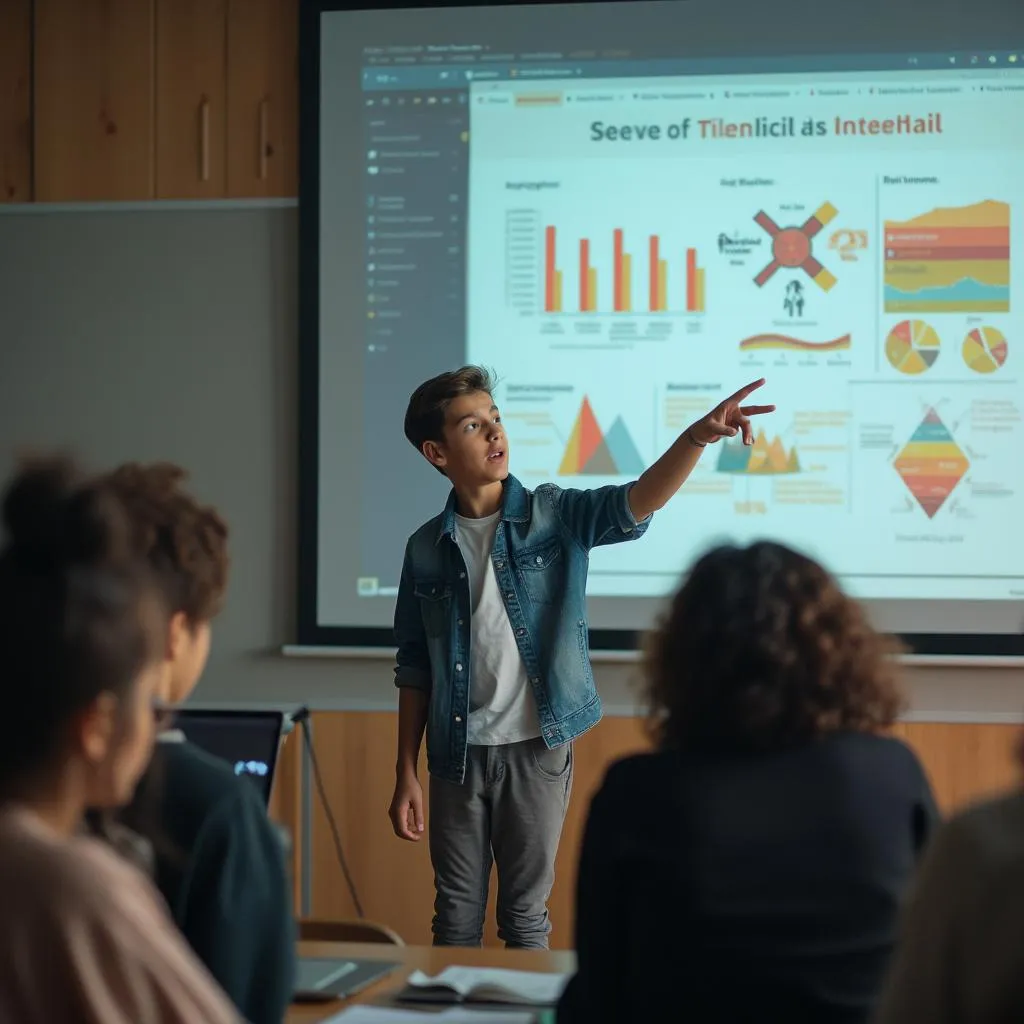 Student prezentuje svůj projekt